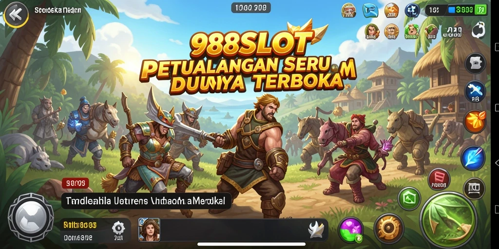Screenshot gameplay 988SLOT menampilkan dunia terbuka yang luas dan penuh warna.