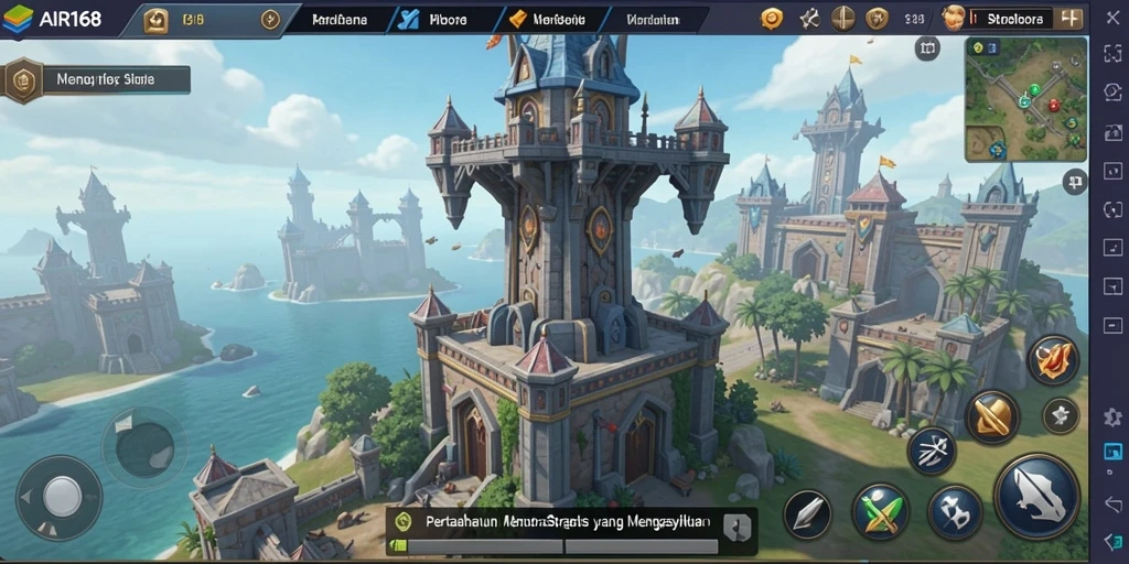 Screenshot utama menunjukkan pertempuran menegangkan dalam game Tower Defense.