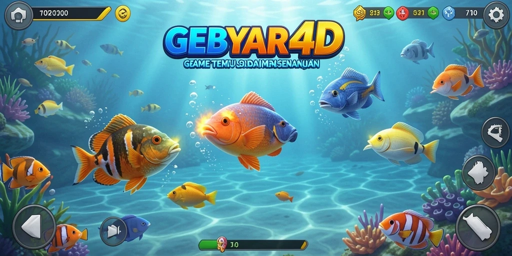Screenshot gameplay GEBYAR4D menampilkan serunya menembak ikan.