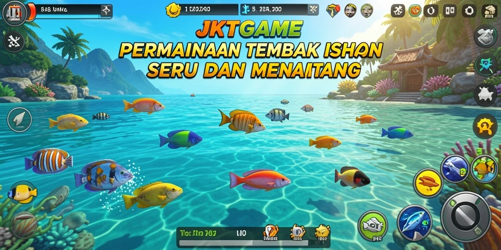 Screenshot gameplay JKTGAME dengan aksi menembak ikan yang seru.