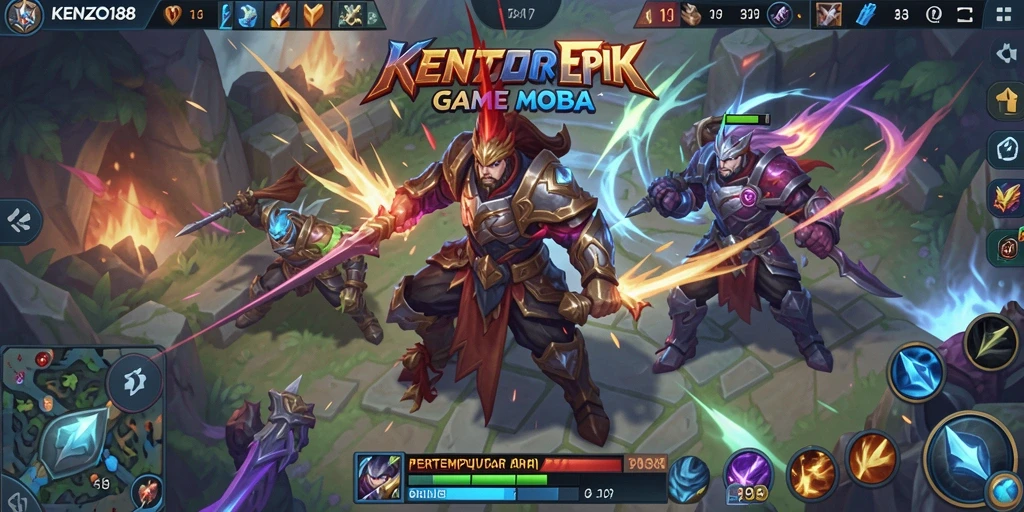 Tampilan aksi seru dalam gameplay MOBA KENZO188.
