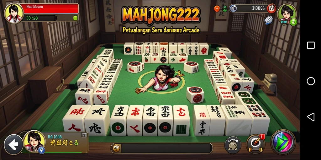 Tampilan gameplay seru dalam MAHJONG222 yang menantang dan penuh warna.