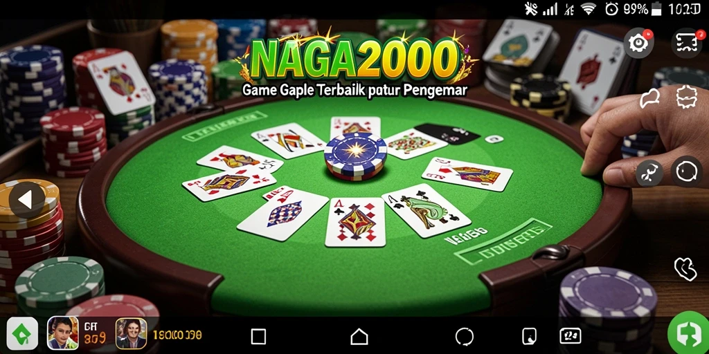 Screenshot gameplay NAGA2000 menunjukkan keseruan bermain Gaple.