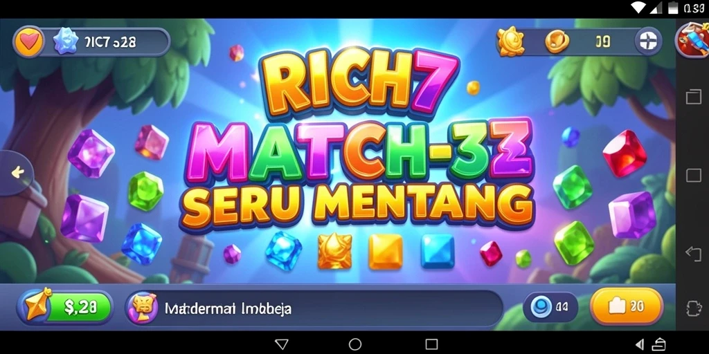 Gameplay Match-3 yang seru dan penuh warna di RICH7.