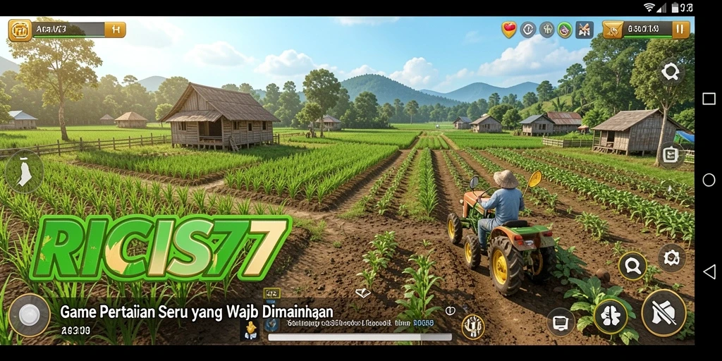 Tampak gameplay seru RICIS77 dengan lahan pertanian yang luas.