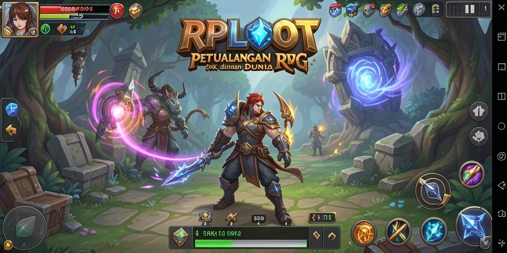 Screenshot utama RPLOOT menampilkan aksi seru dalam petualangan RPG.