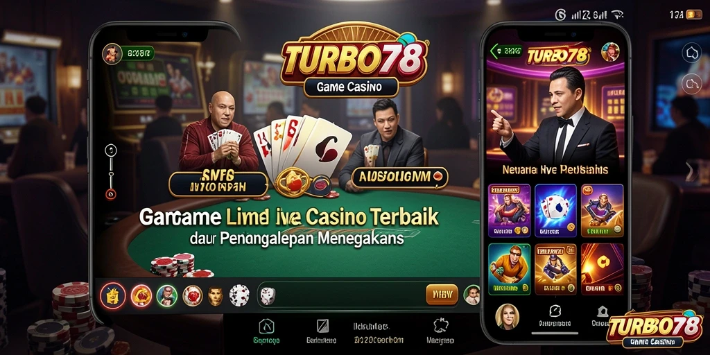 Screenshot gameplay TURBO78 dengan dealer Live Casino yang profesional.